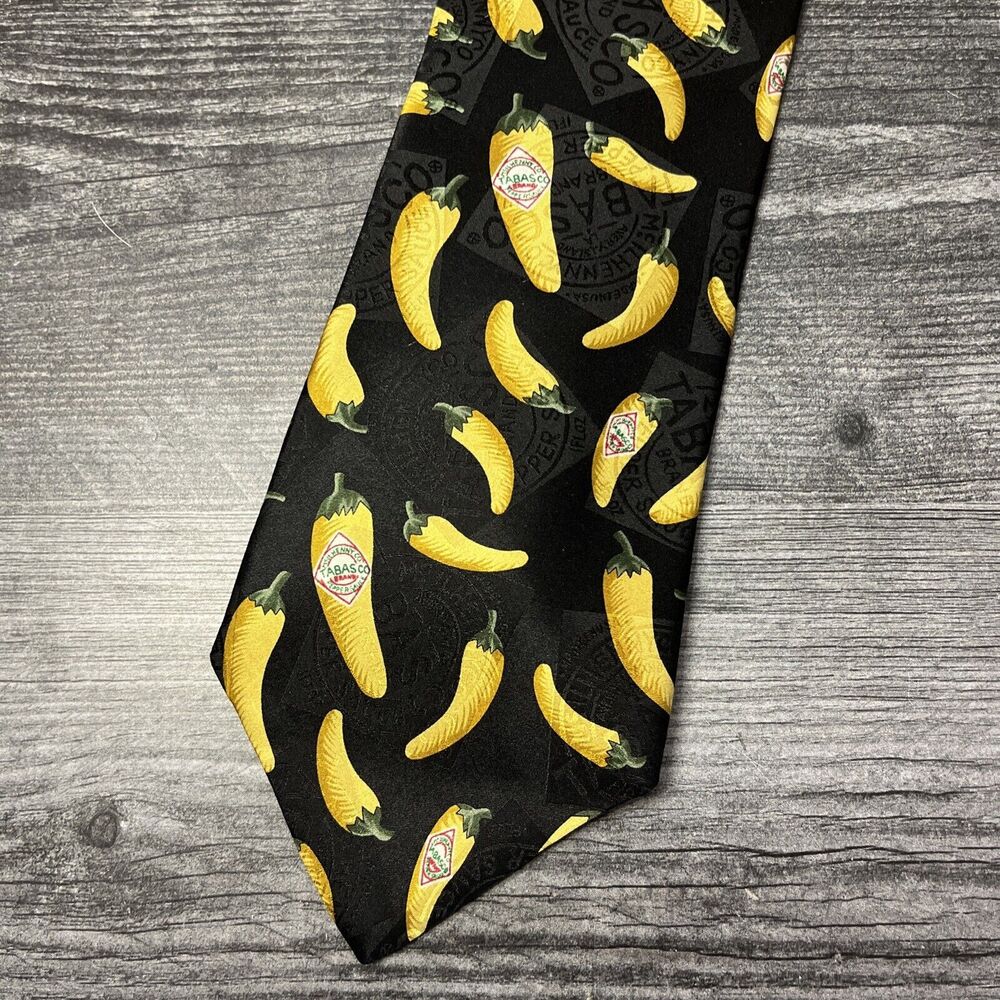Tabasco 100% Silk Mens Tie Hot Sauce Themed Necktie